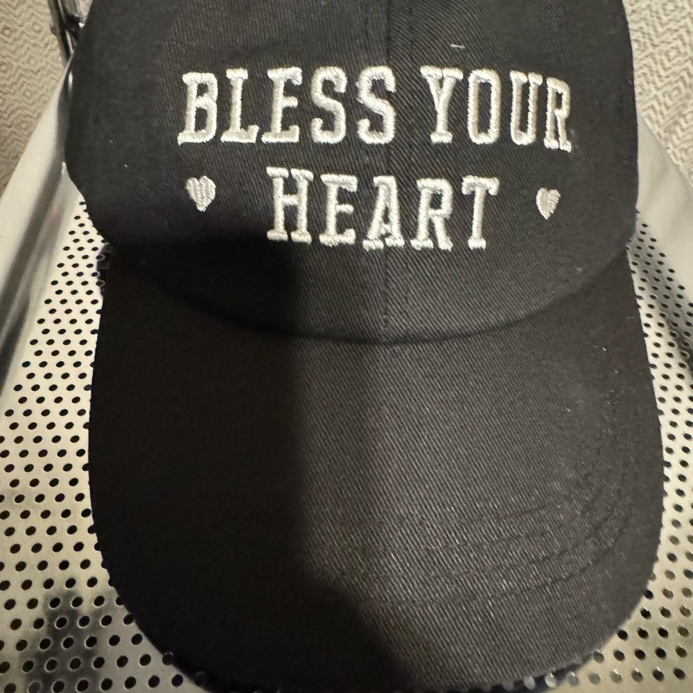 Women’s Black Cap with White Embroidery Bless Your Heart